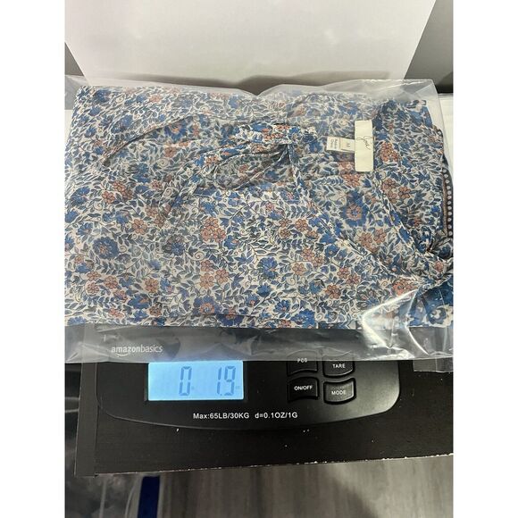 Joie 100% Silk Blue Pink Floral Printed Plunge Neck Boho Tunic Top Size M - Picture 10 of 10